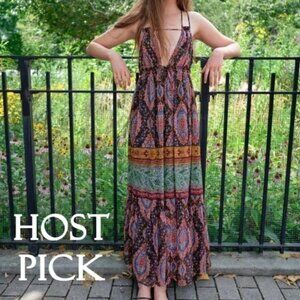 NWT Zara multicolour printed boho style long maxi dress M